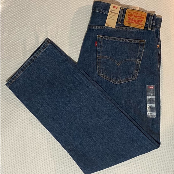 NWT Men’s LEVI’S 505 Regular Jeans Dark Wash 42x32 - Picture 6 of 6